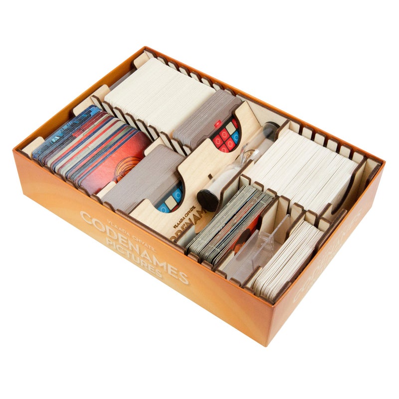 The Broken Token Board Game Organizer - Codenames Compatible Wood Storage Box with Multiple Dividers - Image 2